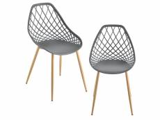 Set de 2 chaises designs chaise de salle à manger siège en plastique pieds en métal effet hêtre couleur grise et effet hêtre 83 cm [en.casa]