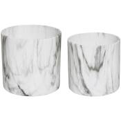 Set de 2 pots céramique marbre noir et blanc D12 D15cm Atmosphera créateur d'intérieur - Noir et blanc