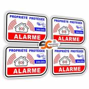 Sticker Alarme Vidéo-Surveillance Autocollant (Lot de 4 Stickers) (Modèle 1 (Lot de 4 Stickers))