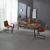 Table à rallonge avec pieds en métal noir et plateau en bois 150x90 cm - Amal