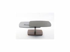Table basse articulée noyer-acier-verre-ardoise - verro - l 80 x l 50 x h 41 cm - neuf