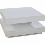 Table basse carrée blanche pivotante Synchra 70 cm