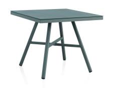 Table carrée aluminium et verre trempé effet pierre gris taupe 90X90