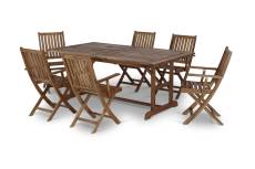 Table de jardin extensible 180/240×100 et 6 chaises