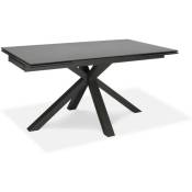 Table extensible de 160cm à 240cm plateau moderne en céramique sur verre trempé gris graphite
