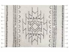 Tapis en coton blanc et noir 140 x 200 cm khouribga 332803