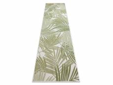 Tapis sizal sion le tapis de couloir, feuilles de palmier, tropical 2837 tissé à plat ecru vert 60x200 cm