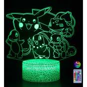 Veilleuse Lampe de nuit 3D Pokemon Pikachu Lampe de
