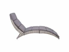 Vidaxl chaise longue pliable avec coussin résine tressée gris 44133