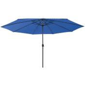 Vidaxl - Parasol d'extérieur avec led et mât en métal 400 cm Bleu azuré
