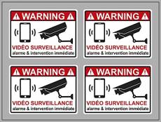 4 Stickers Alarme Vidéo Surveillance