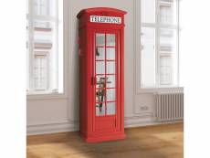 Armoire "cabine téléphonique de londres" avec 3 étagères et porte miroir, made in italy, armoire de chambre, cm 68x55h215, couleur rouge 8052773114363