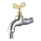 Avec serrure robinet cuivre machine à laver robinet 4 points antivol buse d'eau galvanoplastie avec clé cuivre valve noyau robinet