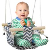 Balançoire bébé enfant siège bébé balançoire réglable barre sécurité accessoires inclus coton bleu blanc