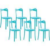 Beliani - Lot de 6 Chaises de Salle à Manger Design en Plastique Bleu Turquoise Empilables pour Intérieur et Extérieur au Style Moderne et