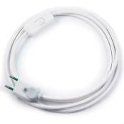 Câble textile avec interrupteur et prise, 2x0.75mm, 2m, blanc
