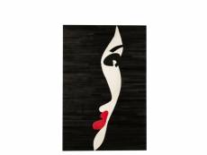 Cadre femme cuir noir/blanc/rouge 18264