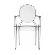 Chaise avec accoudoirs grise Louis Ghost - Kartell