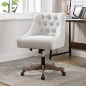 Chaise de Bureau – hautement réglable, pivotante, Lin – beige Okwish beige