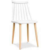 Chaise de salle à manger en bois - Design scandinave - Joy Blanc - Métal finition effet bois, PP - Blanc