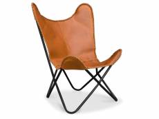 Chaise design papillon - cuir - blop marron