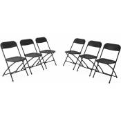 Chaises de réception pliantes – Fiesta – 6 chaises d'appoint en plastique gris foncé et métal - Gris foncé