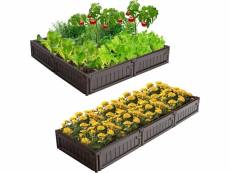 Costway carré potager, jardinière pour jardin avec fond ouvert, bac à fleurs plastique avec connexions solides par charnières, configuration flexible