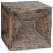 Décoshop26 - Tabouret table d'appoint cube table de chevet table basse en bois gris 38x40x40cm