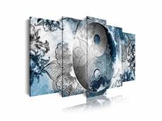 Dekoarte - impression sur toile moderne | décoration pour le salon ou chambre | ying yang bleu blanc noir | 150x80cm C0555