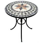 Domus - table en mosaique mode'le capri avec structure en fer et surface en pierre cm60x70h