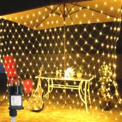 Einfeben - led net lumière décoration rideau guirlande lumineuse éclairage 8 modes IP44 fête de Noël extérieur intérieur Blanc chaud 3x2M - Blanc
