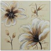 Feeby - Tableau bois fleurs 6 - 20 x 20 cm - Marron