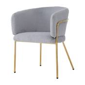 Fortuna Lai - Chaise de salle à manger, mitation duvet de lapin, chaise de loisirs, avec quatre pieds de support en métal, 40x42x76cm, gris