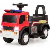 Goplus - Voiture Electrique de Pompier pour Enfants, Camion de Pompiers Porteur avec Gyrophare et Sirene d'Alarme, Jeu de Simulation de Pompier,