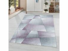 Grafic - tapis patchwork coloré - violet et gris 080