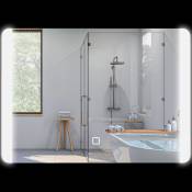 HOMCOM Miroir de salle de bain rectangulaire lumineux LED fonction anti-buée luminosité réglable 50 x 70 cm argent