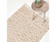Homescapes tapis chindi en chanvre à motif losanges gris et blanc - sierra - 160 x 230 cm RU1299D