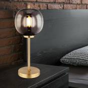 Lampe de table verre E14 lampe de chevet lampe boule rétro lampe de table verre fumé, interrupteur, métal laiton, douille E14, DxH 18,5x45 cm