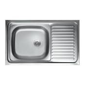 Lavello cucina vasca con gocciolatoio dx in acciaio da appoggio 50x80 cm