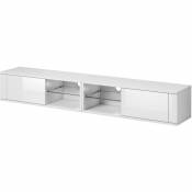 Les Tendances - Grand meuble tv 2 portes blanc mat et blanc laqué Alka 200 cm