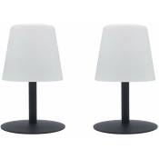 Lot de 2 Lampe de table sans fil LED 2x STANDY MINI ROCK Gris Acier H25CM - Gris