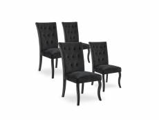 Lot de 4 chaises capitonnées chaza velours noir