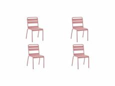 Lot de 4 chaises de jardin - acier - rose IRONCH4RZ