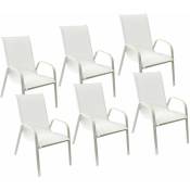 Lot de 6 chaises marbella en textilène blanc - aluminium blanc - white