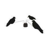 Manège à oiseaux avec 3 Corbeaux floqués - Noir