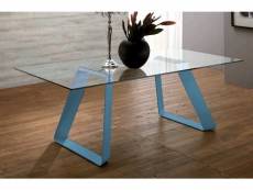 Melodie ii table repas plateau en verre piétement bleu 20100834056
