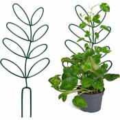 Memkey - Lot de 2 petits treillis pour plantes en pot, 31,5 cm en forme de feuille, mini treillis pour plantes grimpantes en métal, support pour