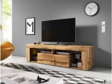 Meuble banc TV - 140 cm - Chêne wotan - Style design