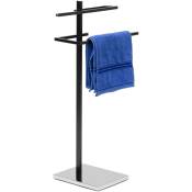 Porte-serviettes noir barre serviettes sur pied acier chromé avec deux barres deux barres h x l x p: 82 x 44 x 28 cm, noir - Relaxdays