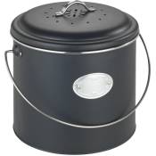 Poubelle à compost Wenko Nero 6L, En métal, Couvercle avec anneau en silicone, Avec 3 filtres à charbon actif anti-odeurs, Etiquette personnalisable,